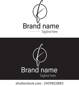 F Brand logo design for black and white color