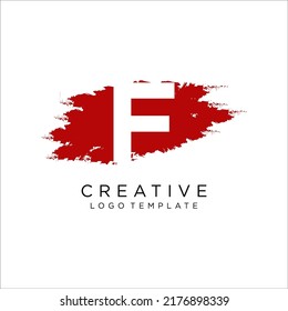 F Diseño del logotipo de la carta de punteo del pincel. Diseño de iconos con el logotipo de pintura negra.