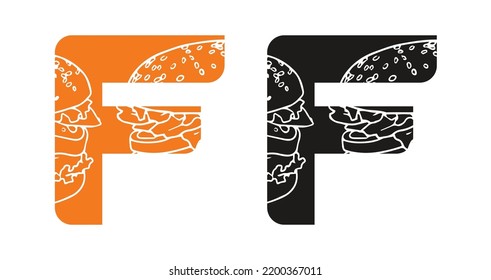 F Burger Logo Vector Icon Symbol Template. Burger Logo Vector. Food Logo