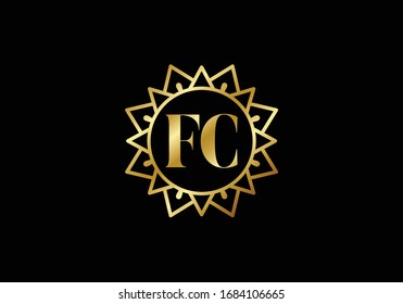 F C. Formato vectorial de diseño de logotipo de carta inicial FC, símbolo gráfico de alfabeto para identidad empresarial