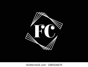 F C. Formato vectorial de diseño de logotipo de carta inicial FC, símbolo gráfico de alfabeto para identidad empresarial
