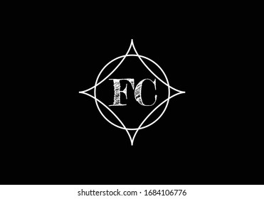 F C. Formato vectorial de diseño de logotipo de carta inicial FC, símbolo gráfico de alfabeto para identidad empresarial