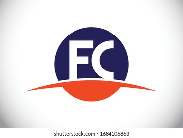 F C. Formato vectorial de diseño de logotipo de carta inicial FC, símbolo gráfico de alfabeto para identidad empresarial