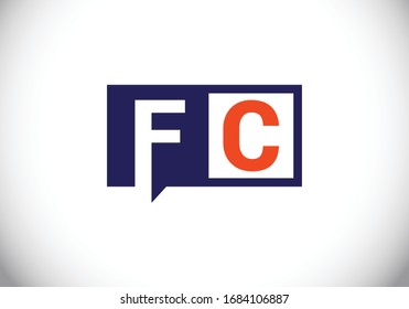 F C. Formato vectorial de diseño de logotipo de carta inicial FC, símbolo gráfico de alfabeto para identidad empresarial
