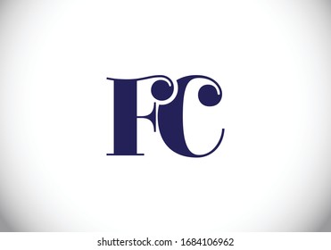 F C. Formato vectorial de diseño de logotipo de carta inicial FC, símbolo gráfico de alfabeto para identidad empresarial