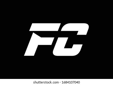 F C. Formato vectorial de diseño de logotipo de carta inicial FC, símbolo gráfico de alfabeto para identidad empresarial
