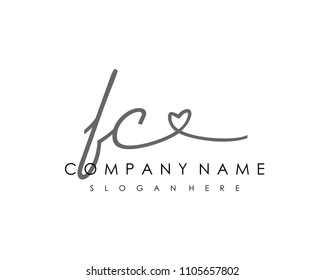 F C Initial handwriting logo vector