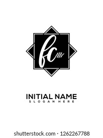 F C Initial Handwriting Logo Template Vector