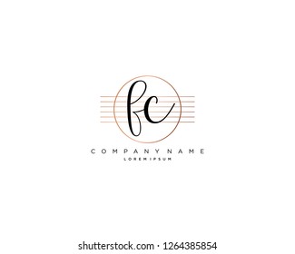 F C initial handwriting logo vector