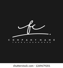 F C Initial handwriting logo vector