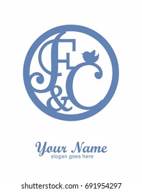 F C initial wedding decorative logo template