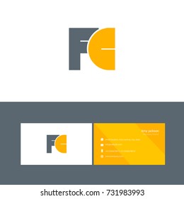 F C joint bold letter design vector with business card template