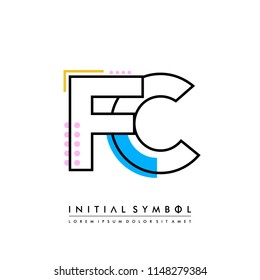 F C Memphis letter style, initial logo template vector full color.