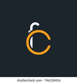 F C round letter logo design template