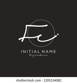 F C Signature initial logo template vector