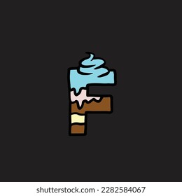 f from cake vector alphabet and number