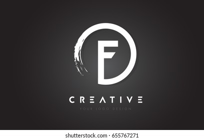 F Circular Letter Logo with Circle Brush Design and Black Background.