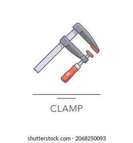 F clamp outline colorful icon. Vector illustration. Collection