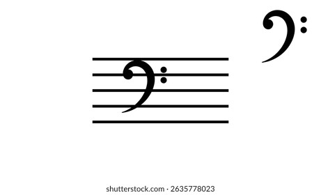 F clef symbol, black isolated silhouette