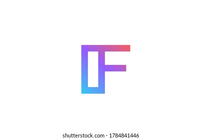 Icono del logotipo de la letra del alfabeto coloreado F. Línea simple y azul rosa y diseño para identidad empresarial