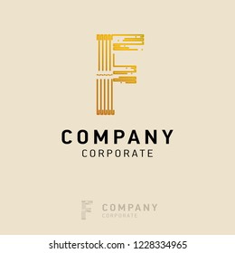 F company logo design with visiting card vector