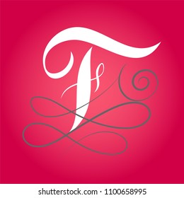F copperplate calligraphy logo design template