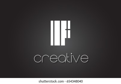 F Creative Letter Logo Design With White and Black Lines.