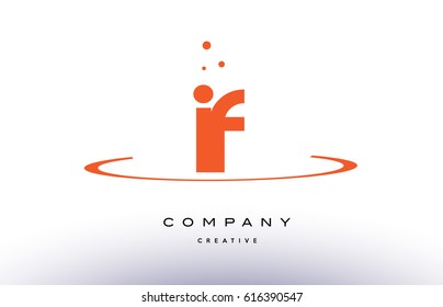 IF I F creative orange swoosh dots alphabet company letter logo design vector icon template