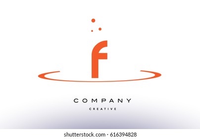 F creative orange swoosh dots alphabet company letter logo design vector icon template