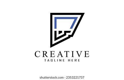 F estilo creativo diseño del logo azul blanco negro para todo tipo de negocios.