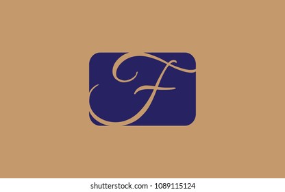 F Cursive Letter Initial Logo Design Template