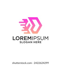 f d rápido con plantilla gráfica de diseño de logotipo de hexágono