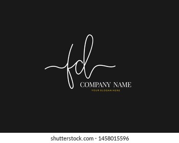 F D FD Initial handwriting logo design with circle. Beautiful design handwritten logo for fashion, team, wedding, luxury logo.