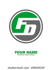 F D initial circle logo template vector