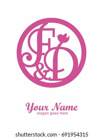 F D initial wedding decorative logo template