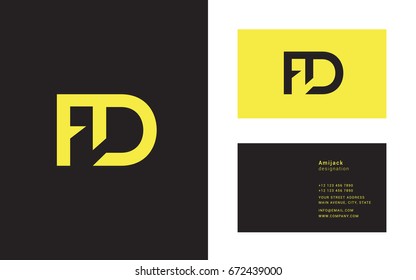 F D joint letter logo with business card template
