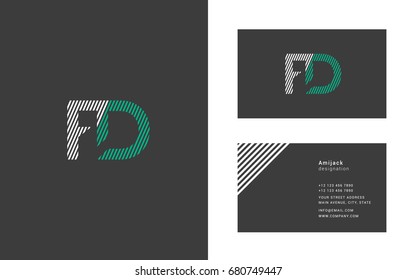 F D joint line logo  letter design with business card template