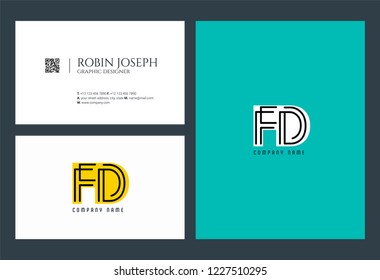 F D Joint logo icon with business card vector template.
