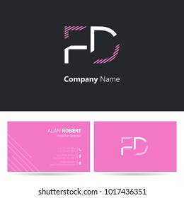 F D joint logo stroke letter design with business card template