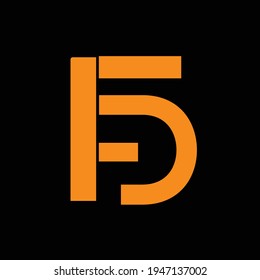 F D-Buchstaben, Logo-Design, Vektorgrafik 