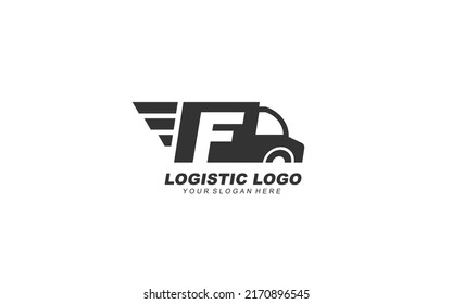 F delivery logo design inspiration. Vector letter template design for brand.
