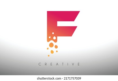 F Letra diseño de logotipo con burbuja artística creativa cortada en color púrpura ilustración vectorial