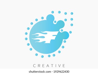 F vector de diseño de letras punteadas.