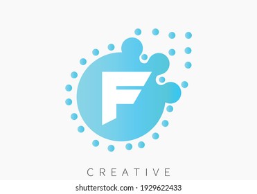 F dotted letter design vector.