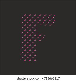 F dotted vector alphabet letter isolated on black background