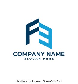 "F" and "E" combined in a unique geometric design. Blue color conveys trust and technology. Suitable for tech companies and businesses seeking a strong and professional brand identity.