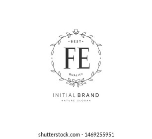 F E FE Beauty vector initial logo, handwriting logo of initial signature, wedding, fashion, jewerly, boutique, floral and botanical with creative template for any company or business.