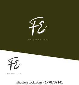 F E FE Initial handwriting or handwritten logo for identity. Logo with signature and hand drawn style.