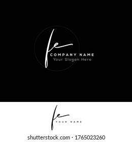 F E FE Initial letter handwriting and signature logo.	