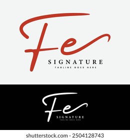 F, E, FE Logotipo inicial de la letra. Logo de Alphabet FE Handwritten Signature